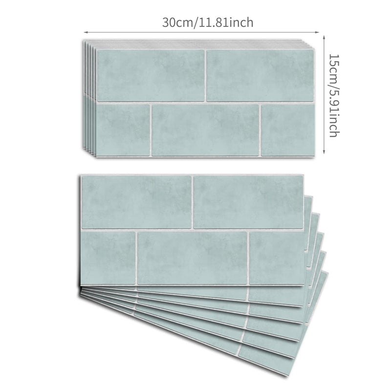 Alwayspon Vinyl Floor Wall Tile Sticker, Non-Slip Sticky Back Tile Decals for Kitchen Bathroom Self-Adhesive Peel and Stick PVC Floor Sticker DIY, Seafoam Green, 30x15cm/12x6inch, 12Pcs Set - Image 4