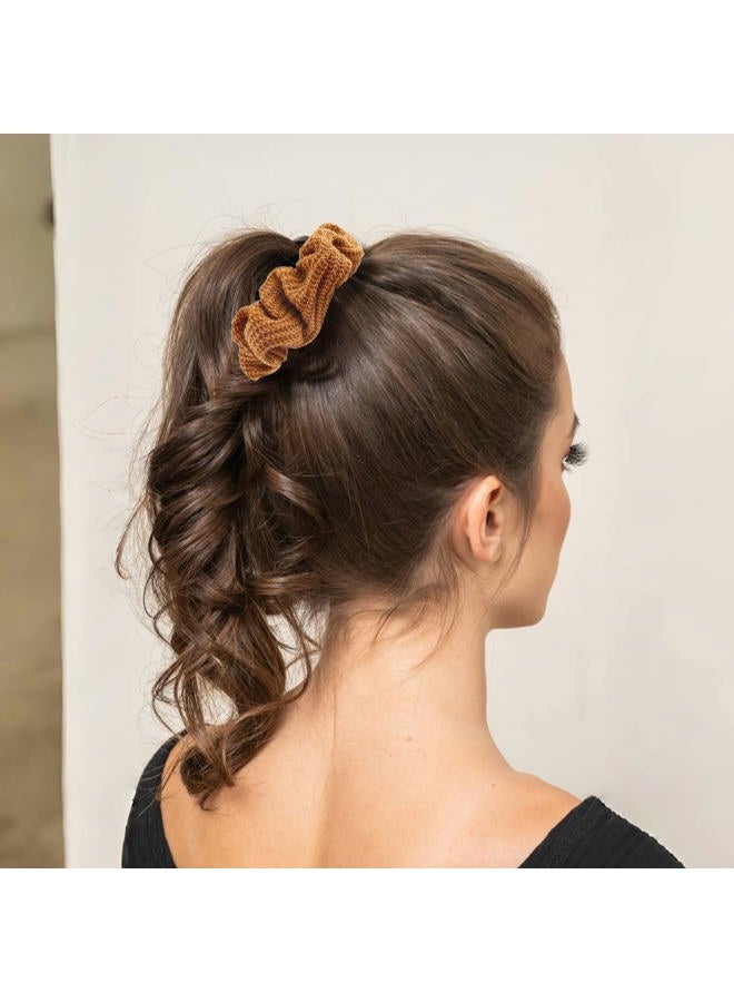 TUCEWP Scrunchies for Women's Hair 6Pcs Large Brown Knit Fuzzy Scrunchies for Long Thick Curly Hair Ultra Textured Soft Hair Bands Neutral Scrunchie Cute Ponytail Holders No Damage Elastic Hair Ties - Image 5