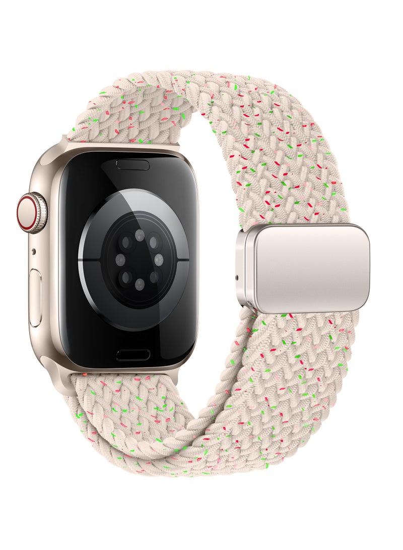 Magnetic Braided Solo Loop Band Compatible with Apple Watch Series 9/8/7/6/5/4/3, 38mm/40mm/41mm, Stretchy Nylon Elastic Sport Strap for Apple Watch SE, Women and Men - Image 1