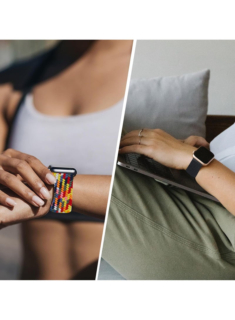Magnetic Braided Solo Loop Band Compatible with Apple Watch Series 9/8/7/6/5/4/3, 38mm/40mm/41mm, Stretchy Nylon Elastic Sport Strap for Apple Watch SE, Women and Men - Image 3