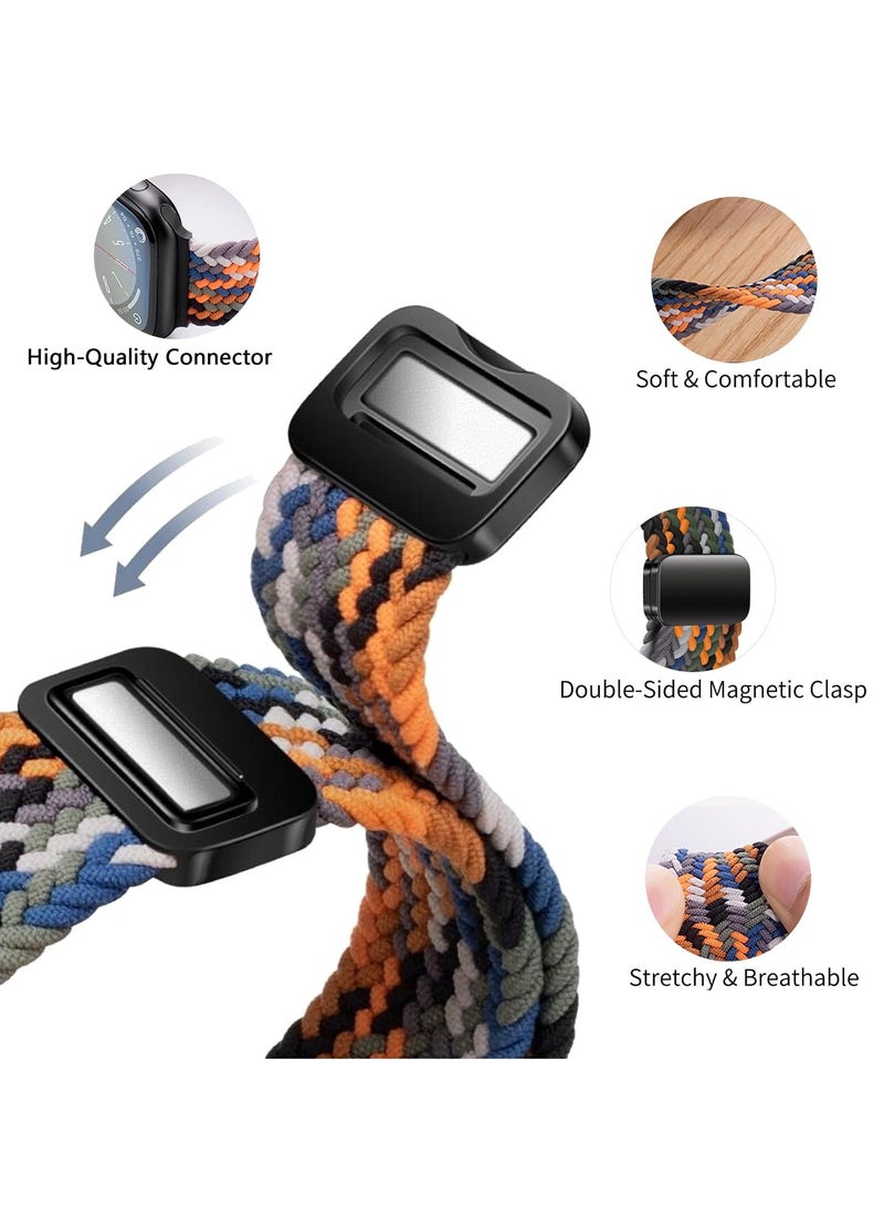 Magnetic Braided Solo Loop Band Compatible with Apple Watch Series 9/8/7/6/5/4/3, 38mm/40mm/41mm, Stretchy Nylon Elastic Sport Strap for Apple Watch SE, Women and Men - Image 4