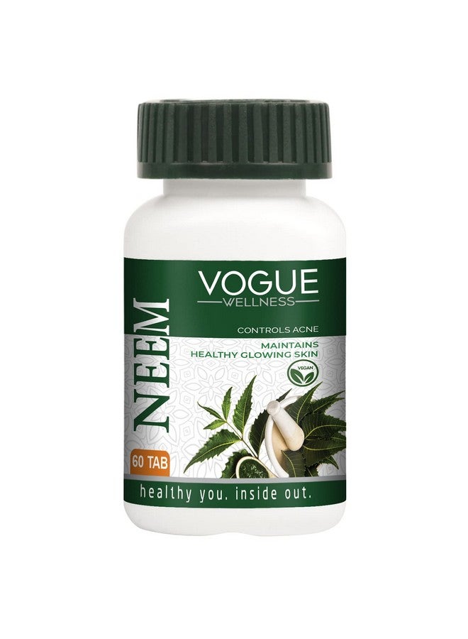 Vogue Wellness Neem Tablets | Improves Skin Health | Supports Detoxification | Healthy & Safe | 60 Tabs (Pack of 1) - Image 1