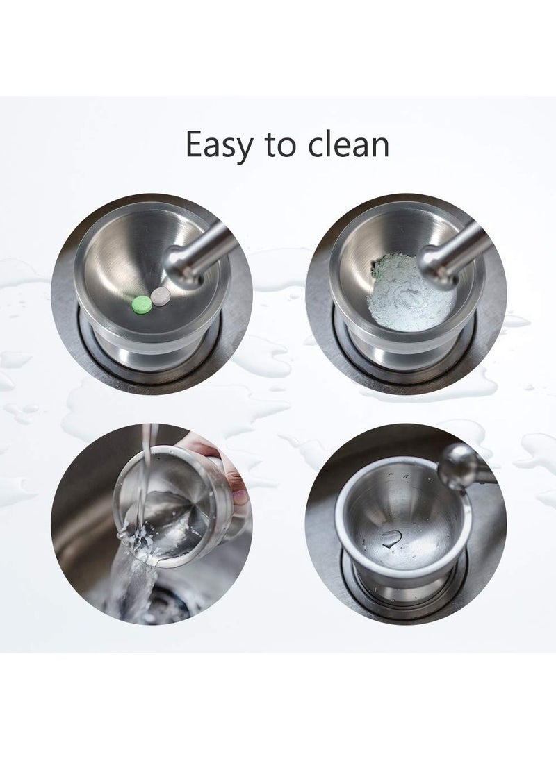 Sopito - Stainless Steel Mortar With Pest Easily Crush spices Medicine Pills Tablets And Vitamins - Image 1