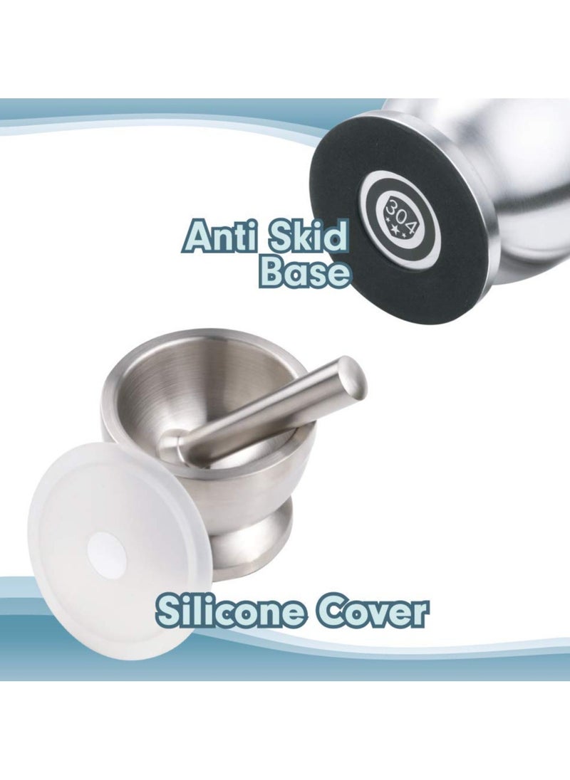 Sopito - Stainless Steel Mortar With Pest Easily Crush spices Medicine Pills Tablets And Vitamins - Image 1