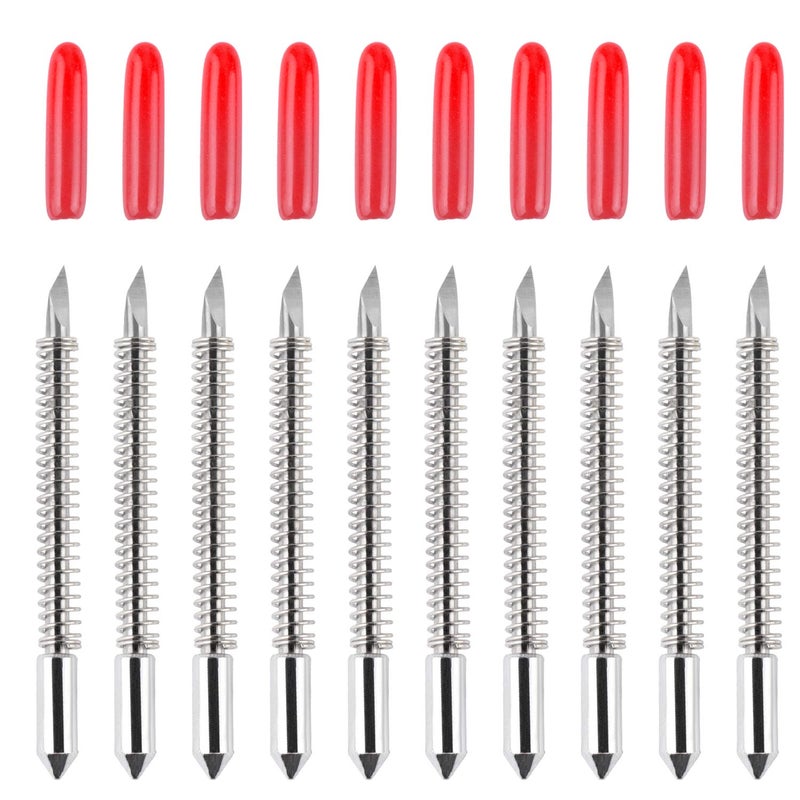 HQMaster 45 Degree Vinyl Cutter Blades Lettering Blade for Graphtec Cutting Plotter, Red Cap Pack Of 10 with Springs - Image 1