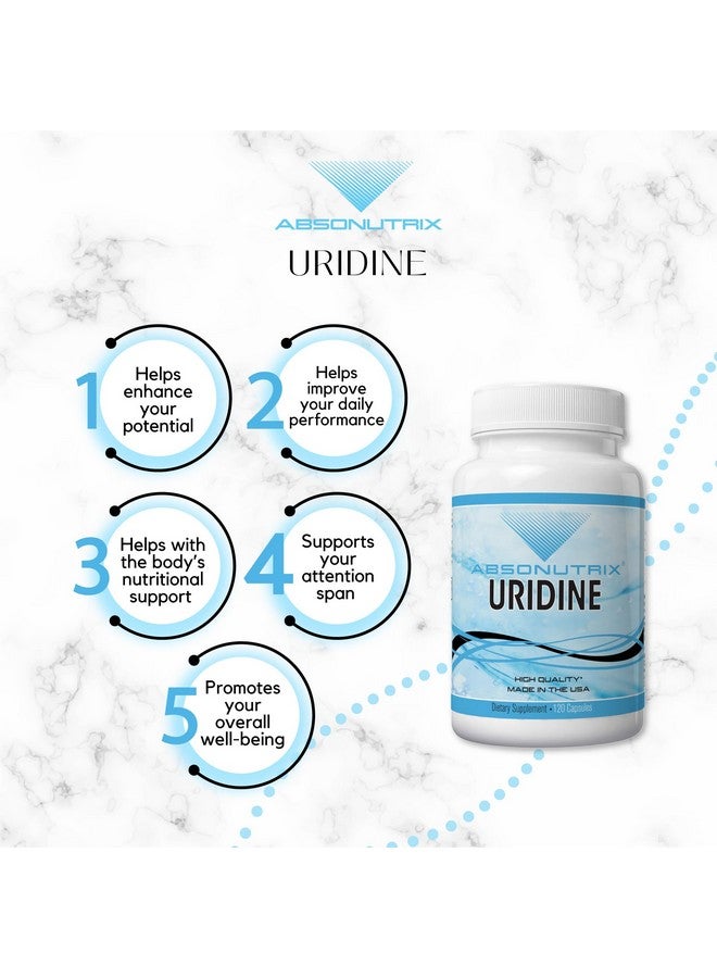 Absonutrix Uridine Monophosphate (Choline Enhancer) 500mg per Capsule - 120 Vegetable Capsules Memory Made in USA - Image 5