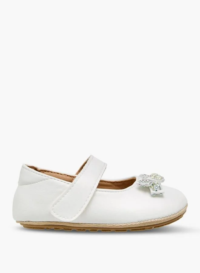 Barefeet Booties With Hook & Loop Closure, Embellished Bow