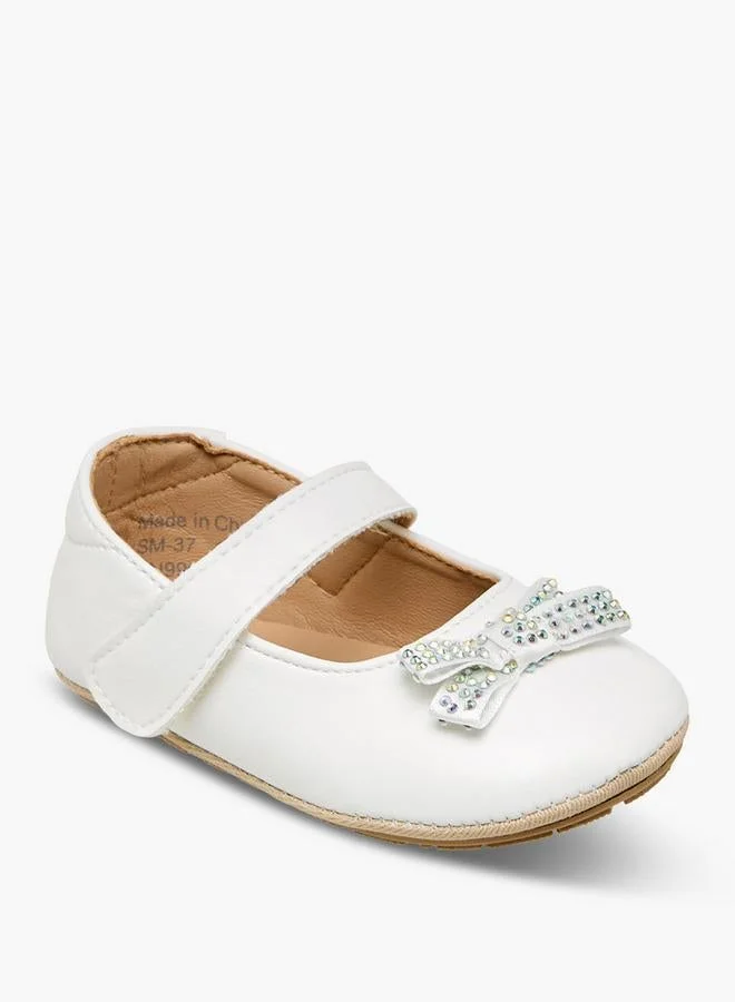 Barefeet Booties With Hook & Loop Closure, Embellished Bow