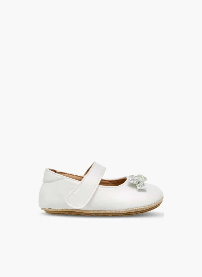 Barefeet Booties With Hook & Loop Closure, Embellished Bow