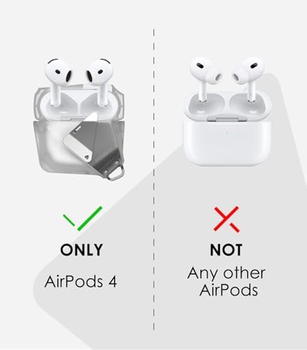 Aulumu A29 Geometric AirPods 4 Case with Lock Protective Cover with Nylon Buckle Alloy Armour Compatible with Apple AirPods 4th 2024 Translucent White - Image 3