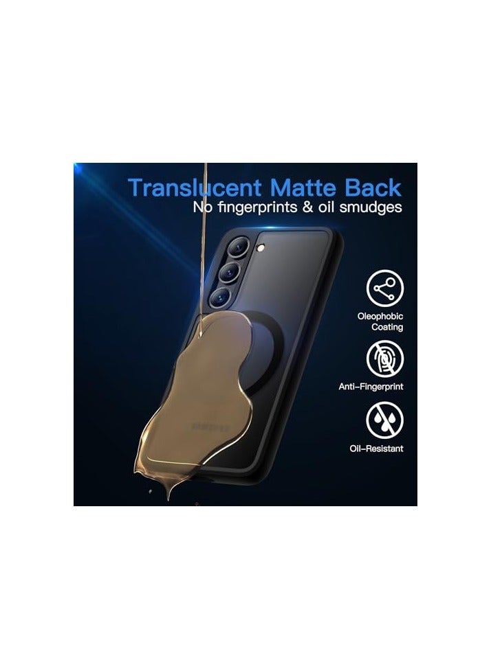 JETech Magnetic Case for Samsung Galaxy S23 5G 6.1-Inch, Compatible with MagSafe, Translucent Matte Back Shockproof Phone Cover (Black) - Image 3