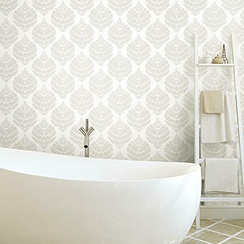 RoomMates RMK11512WP Hygge Fern Damask Taupe Peel and Stick Wallpaper Roll - Image 3