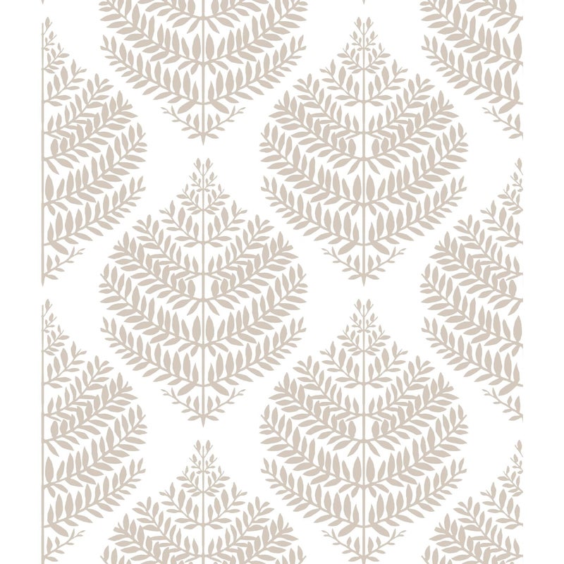 RoomMates RMK11512WP Hygge Fern Damask Taupe Peel and Stick Wallpaper Roll - Image 2