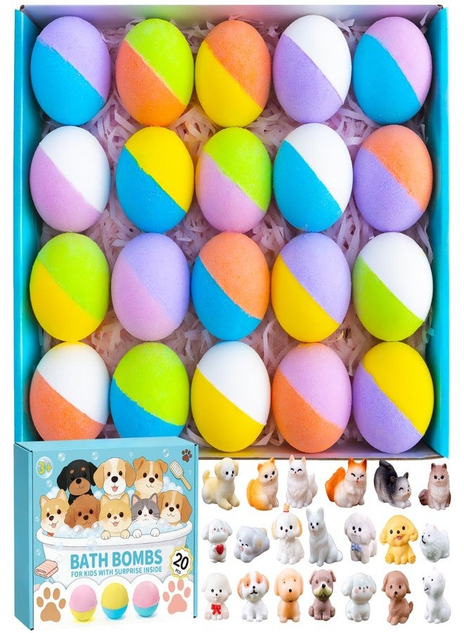 GDXINYES 20 Pack Bath Bombs with Toys Inside Bath Bombs for Kids Toddlers Girls Boys Kids Bath Bombs with Surprise Dog Cat Figures Bubble Bath Toys Bulk Stocking Stuffers Birthday Christmas Gift for Kids - Image 1