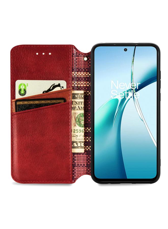 اس-توب جراب هاتف OPPO Reno13، جراب هاتف جلدي مغناطيسي مضغوط بشبكة مكعبة - Image 3