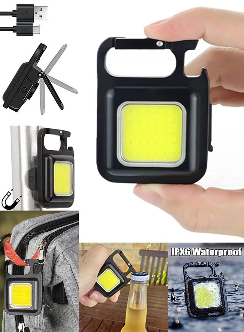 Rechargeable Flashlight With Bottle Opener, Carabiner, Magnetic Base And Folding Handle, Waterproof Super Bright Pocket Flashlight For Outdoor, Indoor And Emergency Portable And Multifunctional - Image 1