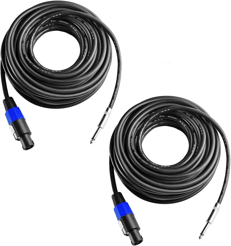 Yoico 2Pcs 50 Feet Professional Speakon to 1/4 Speaker Cable, Pair 50 ft 12 Gauge Speakon to 1/4 Male TRS Inch Audio Amplifier Connection Heavy Duty Cord Wire with Twist Lock (50Feet-2Pack) - Image 1