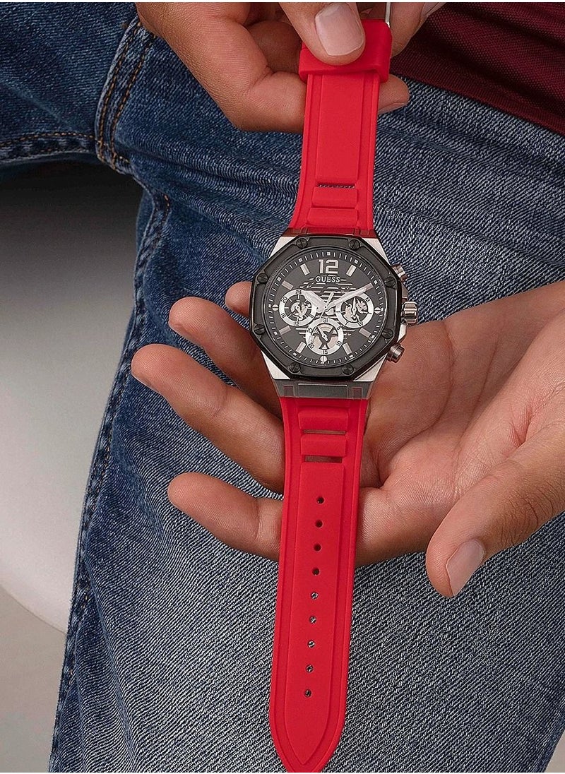 GUESS ساعة يد رجالية كرونوغراف سيليكون - GW0263G3 - 44 ملم  - Image 5