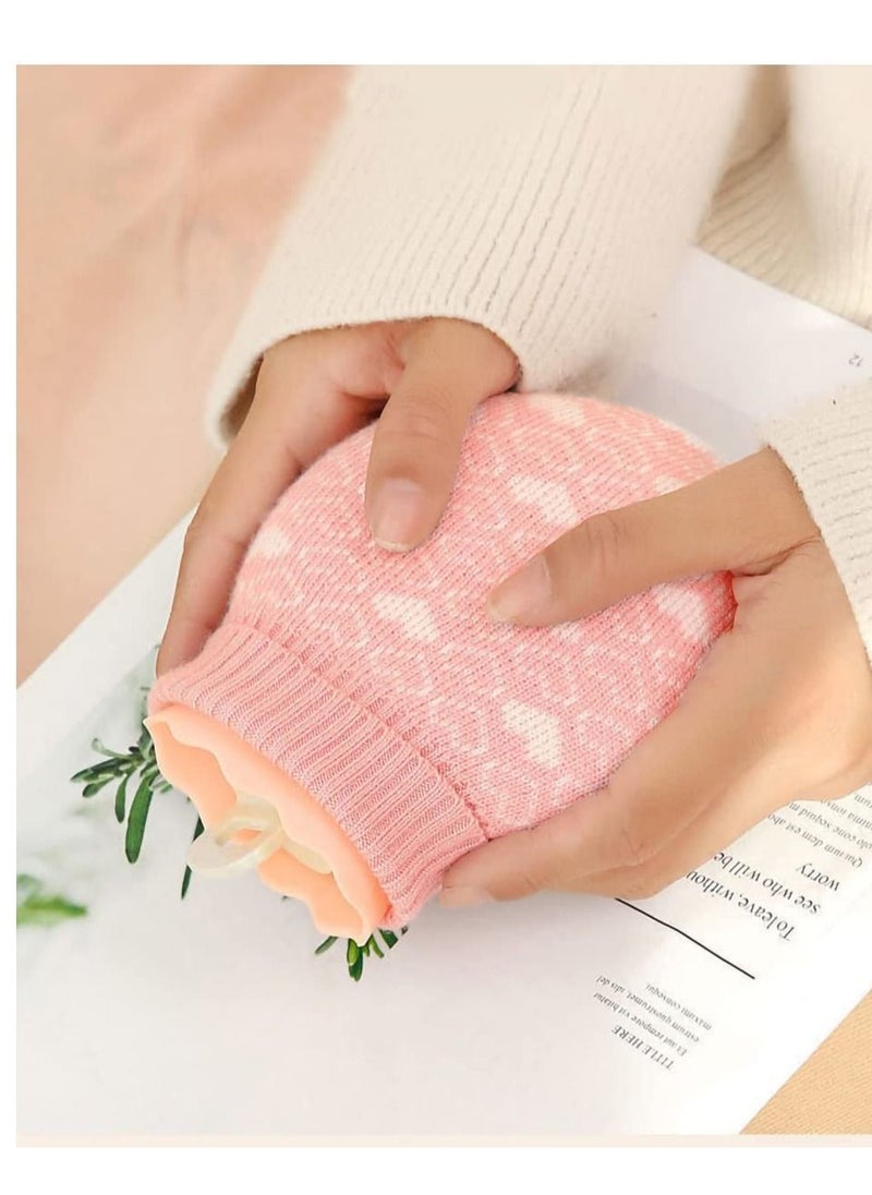 NIBEMINENT Mini Hand Warmer, Explosion Proof Shell Hot Water Bag Microwavable Silicone Bottle with Knitted Cover for Pain Relief Cold Therapy Feet Menstrual Cramps, Compress  - Image 2