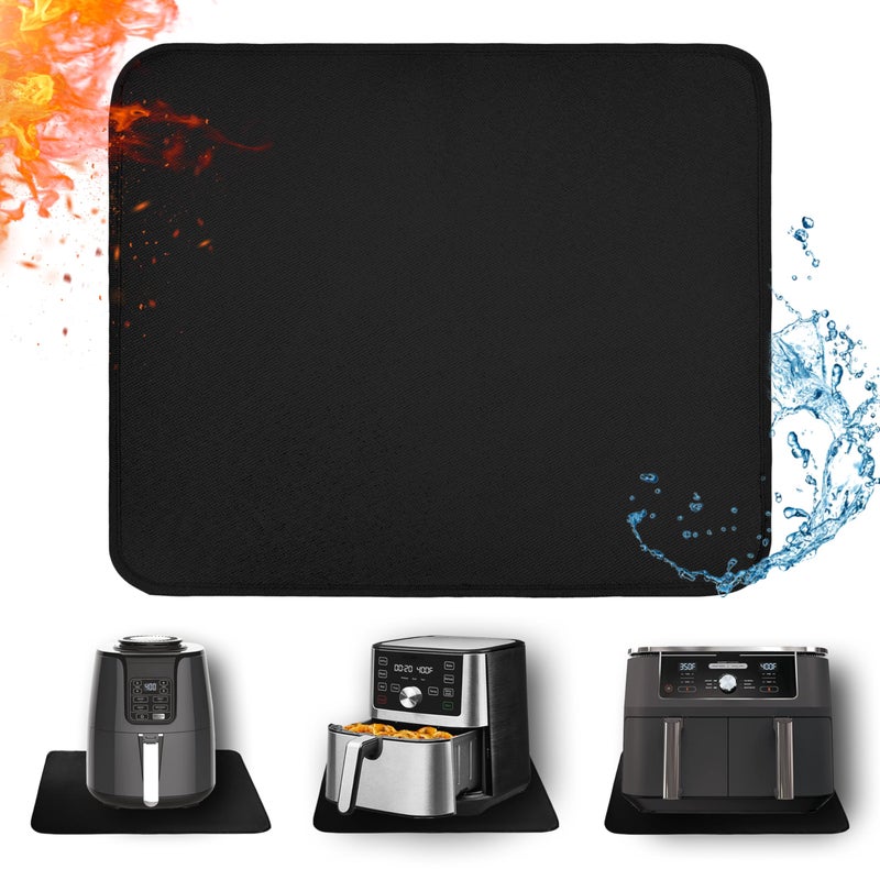 Heat Resistant Mat for Air Fryer 15 x 18in Heat Resistant Mat for Countertop Fireproof Silicone Countertop Protector Appliance Slider Hot pod for Air Fryer Coffee Maker Toaster Oven Black