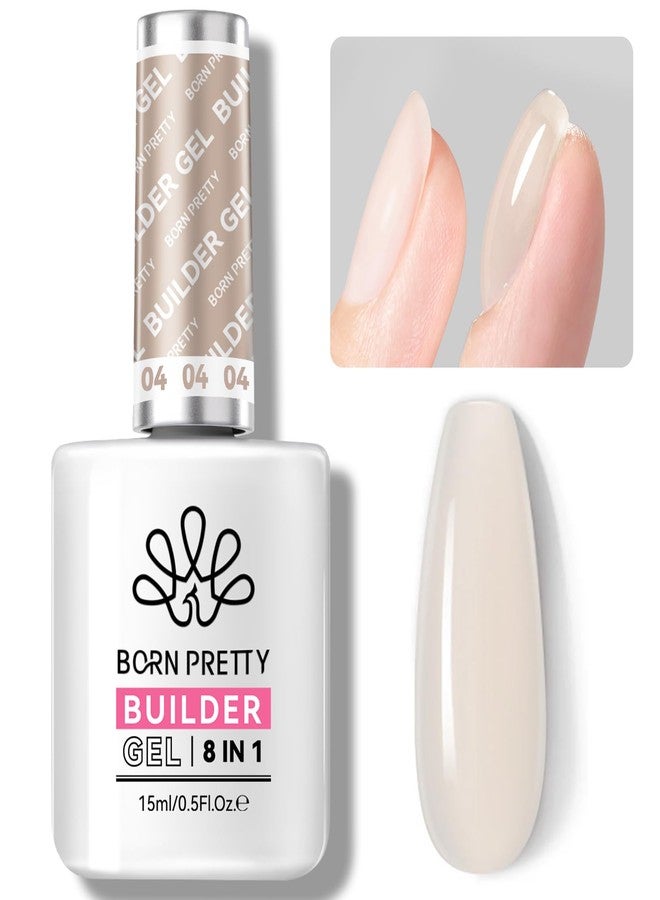 BORN PRETTY Builder Gel for Nails, 8-in-1 Extension Gel Strengthener Gel Hard Builder Nail Gel Base Top Gel, Natural Nude Gel Builder Rhinestone Nail Glue Gel in A Bottle 15ML - Image 1