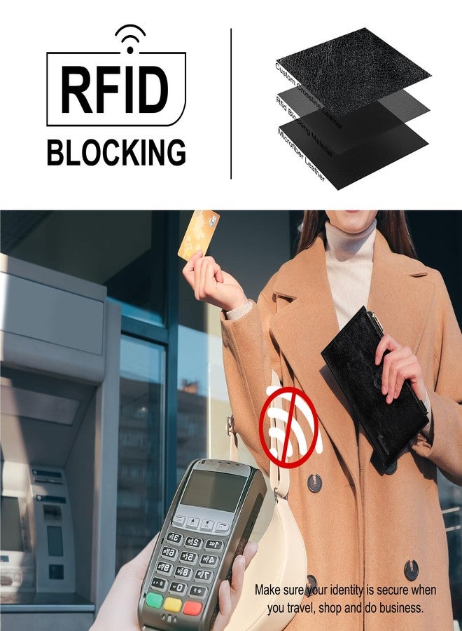 Travelambo RFID Wallet Women Large Size Bifold Multi Card Wallet Case with Zipper Pocke Credit Card Holder for Women - Image 2