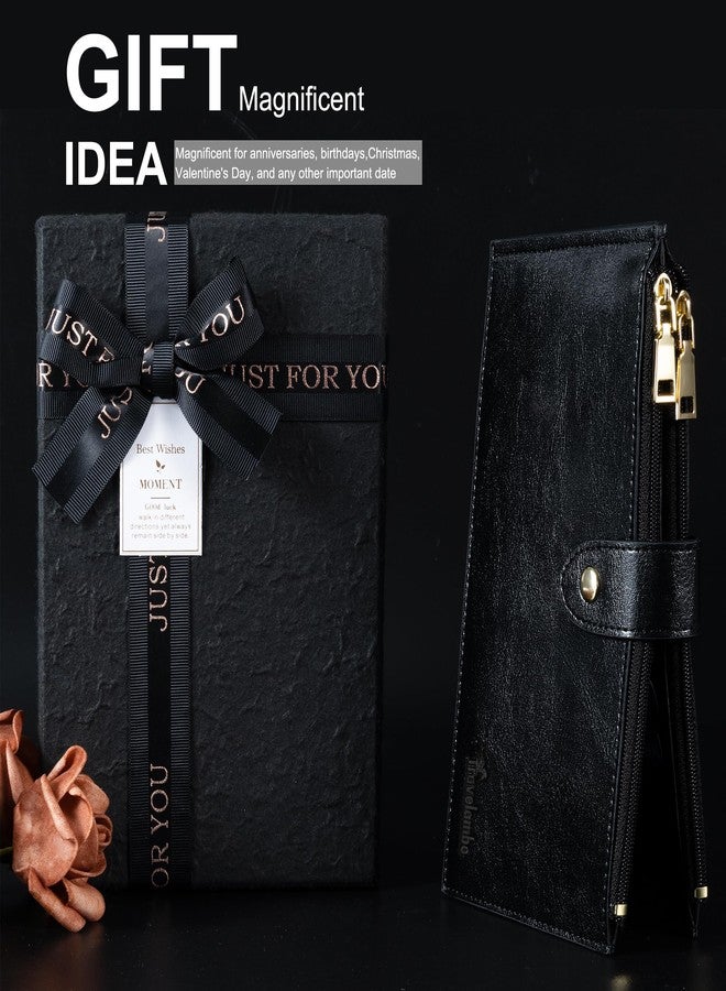 Travelambo RFID Wallet Women Large Size Bifold Multi Card Wallet Case with Zipper Pocke Credit Card Holder for Women - Image 4