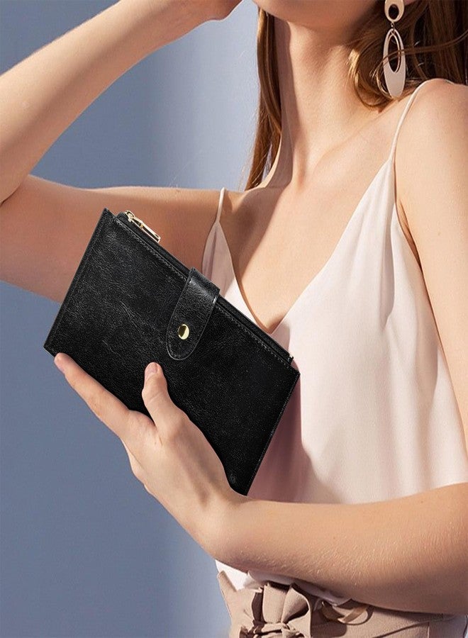 Travelambo RFID Wallet Women Large Size Bifold Multi Card Wallet Case with Zipper Pocke Credit Card Holder for Women - Image 3