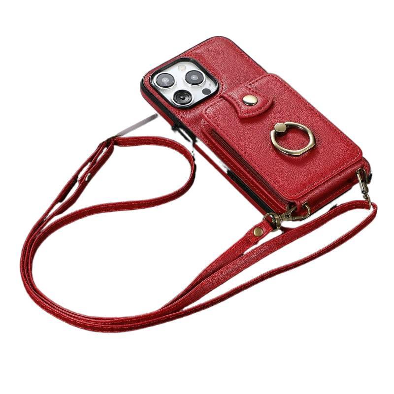 Protective Case | Red | Leather Texture | Kickstand | Card Holder | Shockproof Cover for iphone6/6s - Image 5