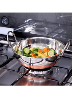 BLACKSTONE Copper Base Stainless Steel Kadai with Handles 29Cm  - Image 2
