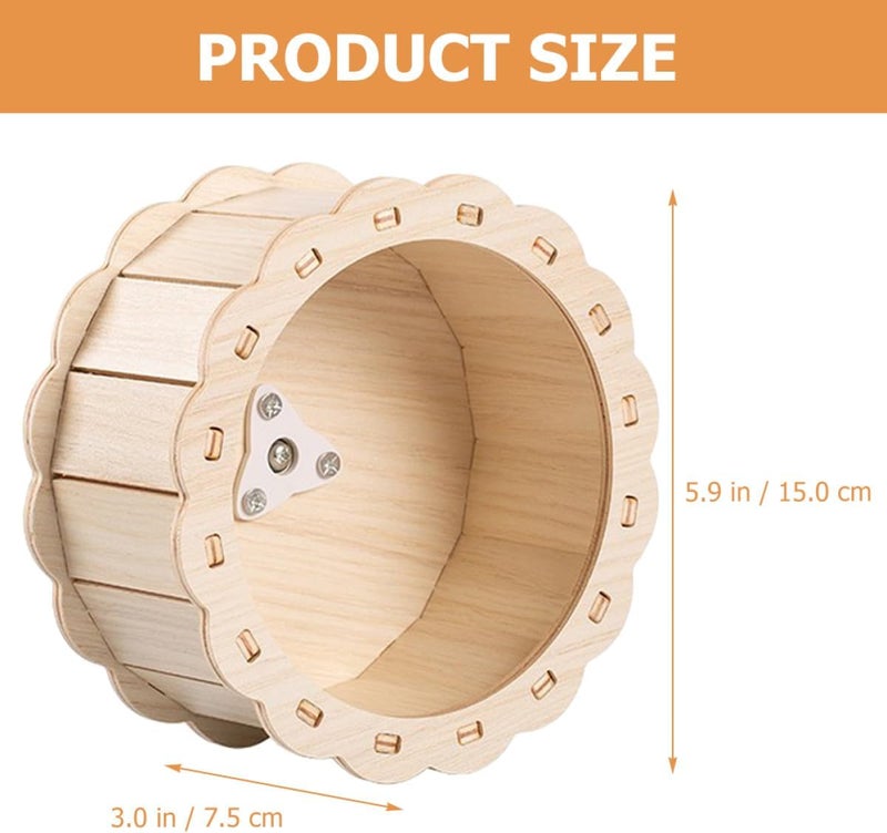 Hemobllo Wooden Sunflower Hamster Running Wheel 15cm Quiet Exercise Wheel for Small Pets Silent Rotary for Gerbils - Image 2