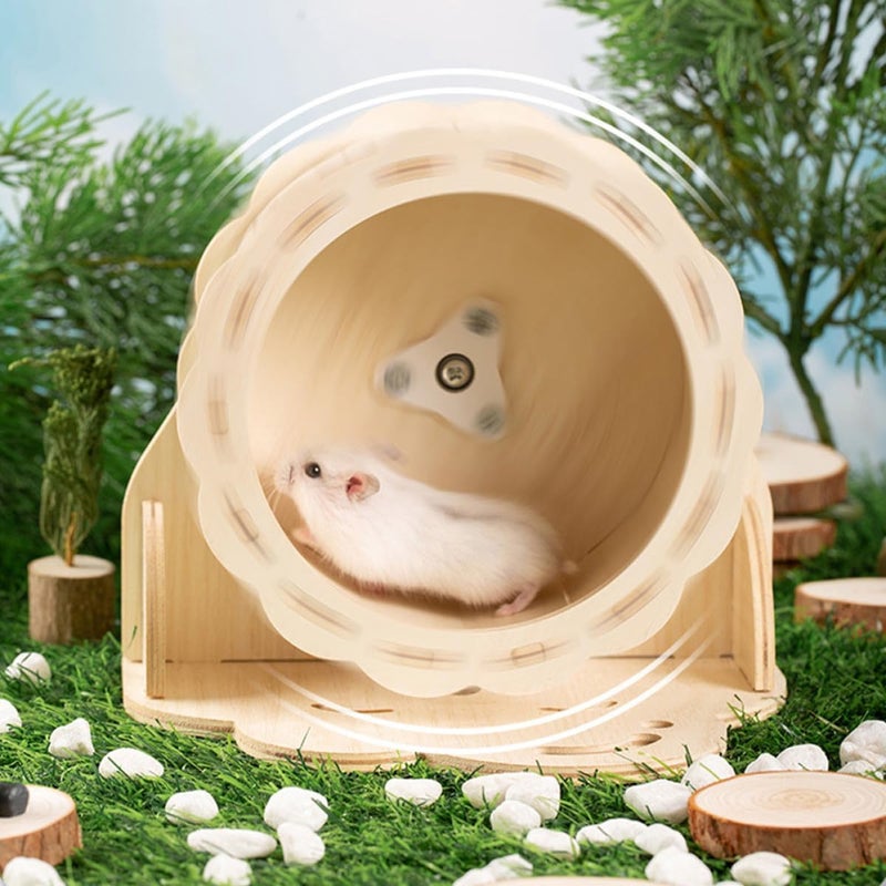 Hemobllo Wooden Sunflower Hamster Running Wheel 15cm Quiet Exercise Wheel for Small Pets Silent Rotary for Gerbils - Image 5