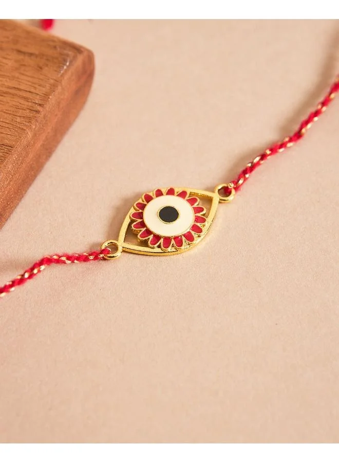 Chumbak Evil-Eye Red Rakhi - Brass Motif