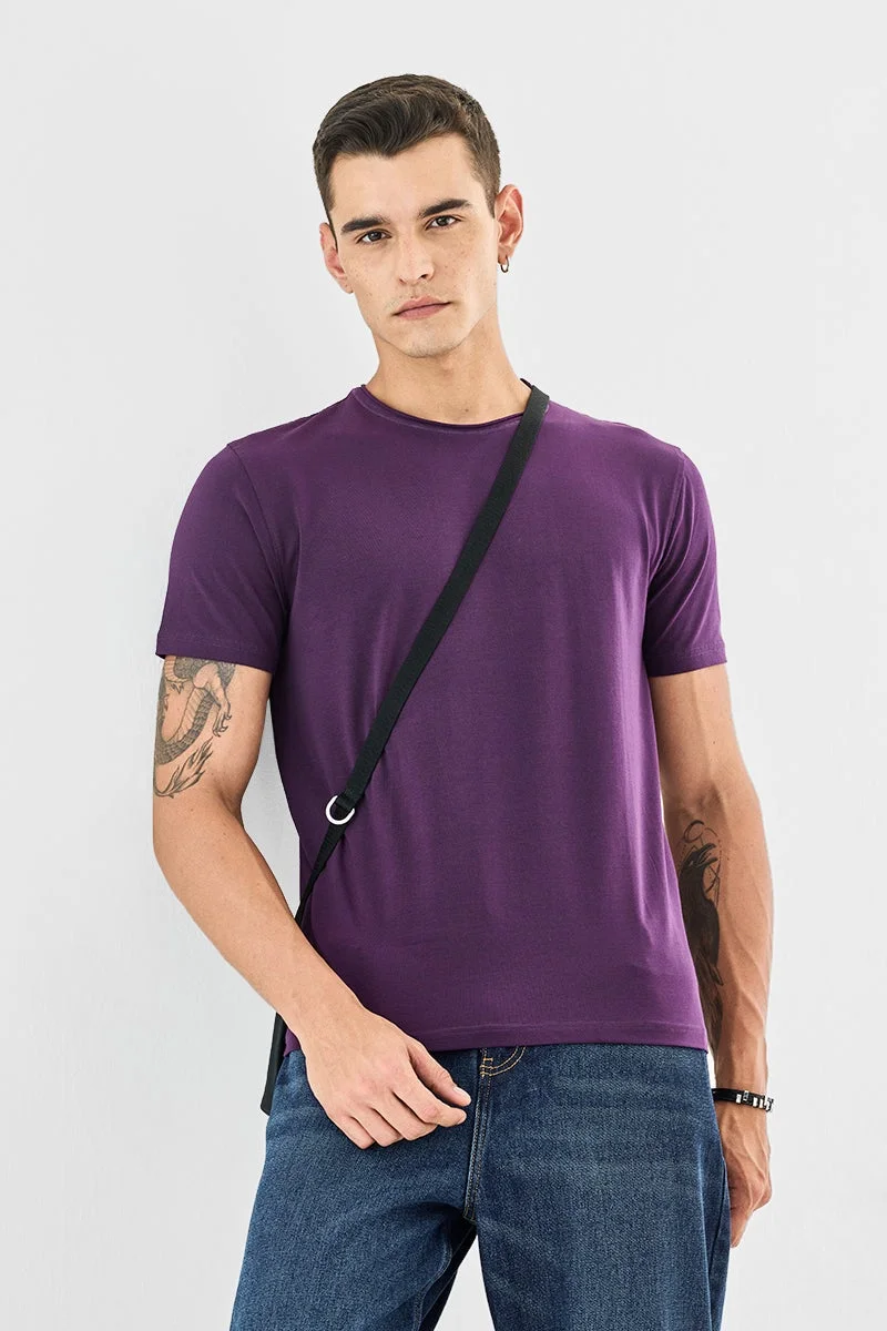 سنيتش تيشيرت بنفسجي بحافة خام