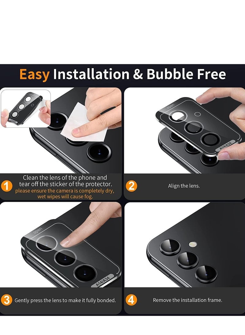 for Samsung Galaxy A35/ Galaxy A55 Camera Lens Protector, Scratch-Resistant HD Clarity Ultra-Thin 9H Tempered Glass with Aluminum Edging, Individual Metal Lens Cover (Black) - Image 5