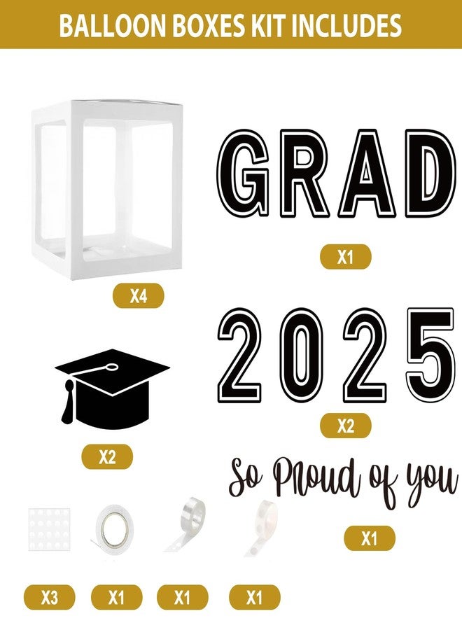 Labrostar Graduation Decorations Class of 2025 Graduation Party Decorations Set of 4 Graduation Boxes with 144pcs Balloons Arch Garland Kit Party Supplies for Any Grades White - Image 3