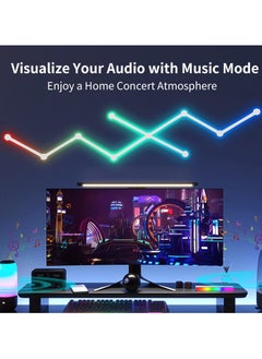 Alruht 9 Bluetooth RGB Smart Light Lines, Music Sync Home Wall Creative Decor Light Bars with 16M+ Colors & 40+ Scene Modes, Work Dual mode Symphony Wall Light for Gaming Room, Living Room, Bedroom(White)  - Image 4