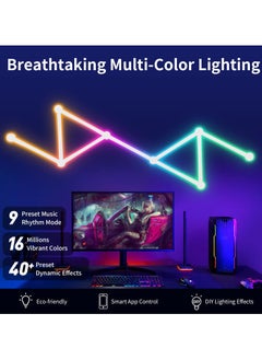 Alruht 9 Bluetooth RGB Smart Light Lines, Music Sync Home Wall Creative Decor Light Bars with 16M+ Colors & 40+ Scene Modes, Work Dual mode Symphony Wall Light for Gaming Room, Living Room, Bedroom(White)  - Image 3
