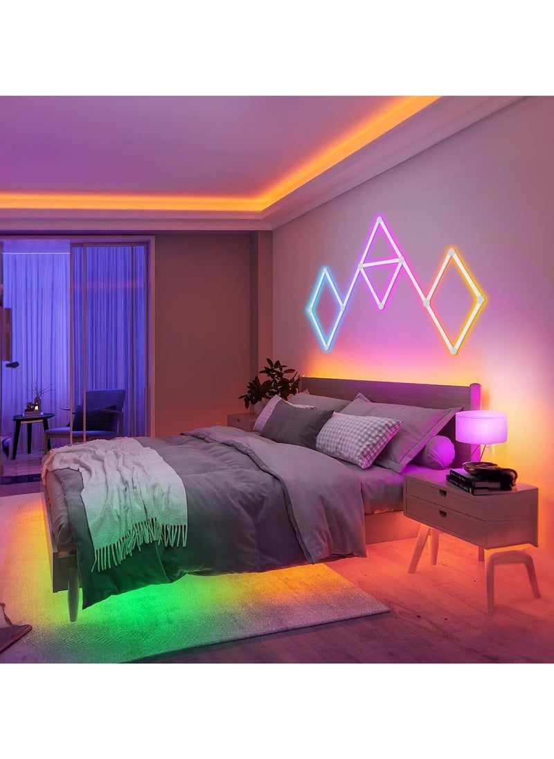 الروهيت - 9 خطوط إضاءة ذكية بتقنية البلوتوث RGB، أشرطة إضاءة ديكورية إبداعية للحائط المنزلي مع أكثر من 16 مليون لون وأكثر من 40 وضعًا للمشهد، إضاءة حائط سيمفونية مزدوجة الوضع لغرفة الألعاب وغرفة المعيشة وغرفة النوم (أبيض) - Image 1
