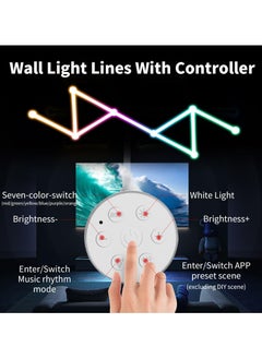 Alruht 9 Bluetooth RGB Smart Light Lines, Music Sync Home Wall Creative Decor Light Bars with 16M+ Colors & 40+ Scene Modes, Work Dual mode Symphony Wall Light for Gaming Room, Living Room, Bedroom(White)  - Image 2