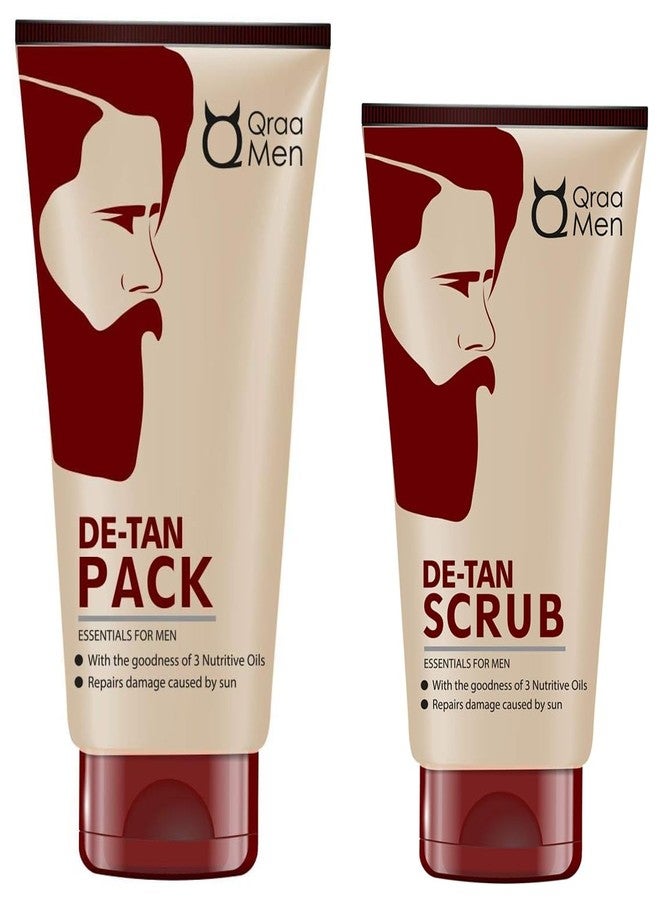 Qraa De-Tan Scrub and Pack for Men - Skin Lightening/Brightening - 100 g and 120 g - Image 1