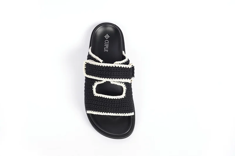 Cuple Ladies Slip-on velcro knitted Sandals