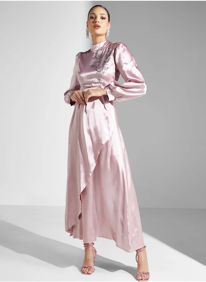 Khizana Embroidered Detail Shimmer Dress
