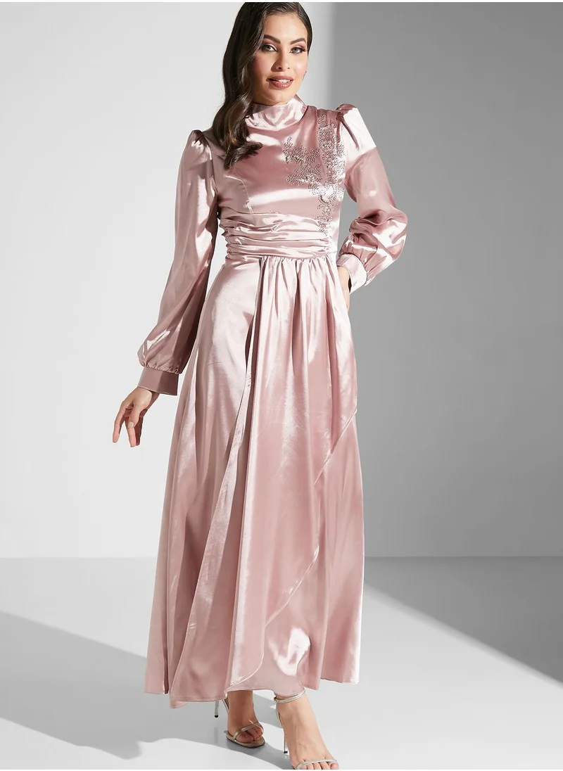 Khizana Embroidered Detail Shimmer Dress