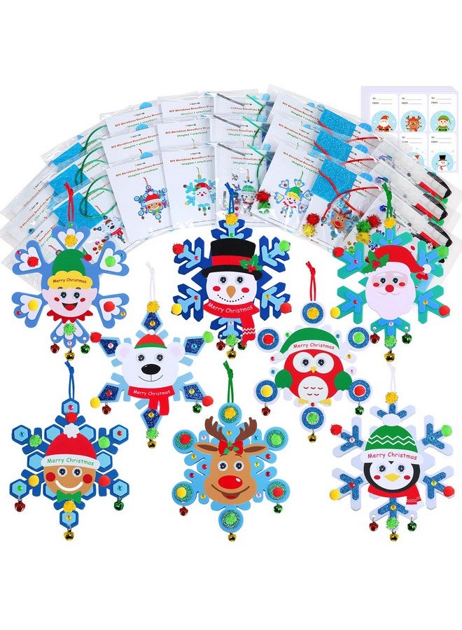 Winlyn 24 Sets Christmas Craft Kits Winter Crafts DIY Christmas Snowflake Ornaments Decorations Art Sets Snowman Elf Santa Christmas Foam Stickers for Kids Holiday Classroom Activities Party Favors - Image 1