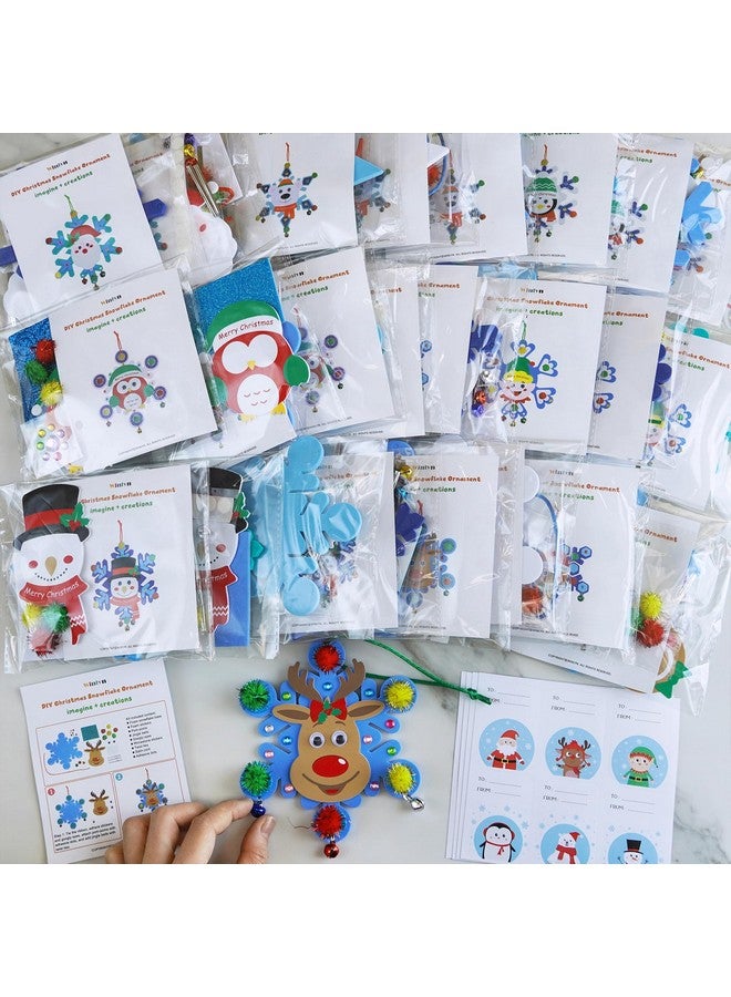Winlyn 24 Sets Christmas Craft Kits Winter Crafts DIY Christmas Snowflake Ornaments Decorations Art Sets Snowman Elf Santa Christmas Foam Stickers for Kids Holiday Classroom Activities Party Favors - Image 4