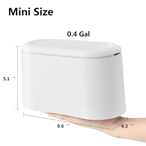 SUBEKYU Mini Trash Can with Lid,Small Desk Trash Can,Countertop Mini Garbage Cans,Tiny Waste Basket,White,with 3 roll Bags - Image 2