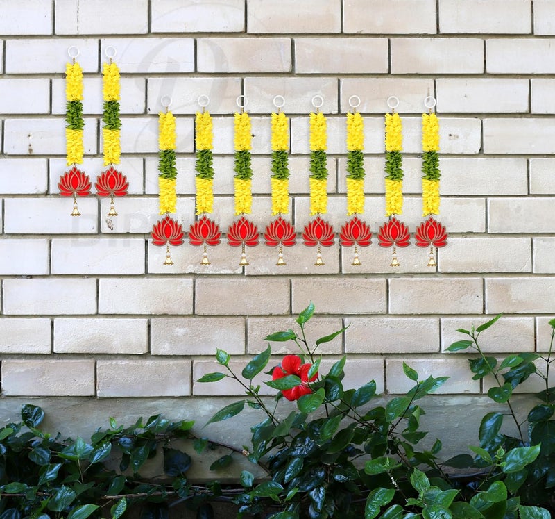 DIPTI HANDICRAFT DIPTI HANDICRAFT Home Decor Artificial Lotus with Marigold Fluffy Flowers Garland Toran Latkan Wall Hanging for Door Decoration malaFlower mala GarlandFlower Hanging String Torans for Entrance Door  - Image 1