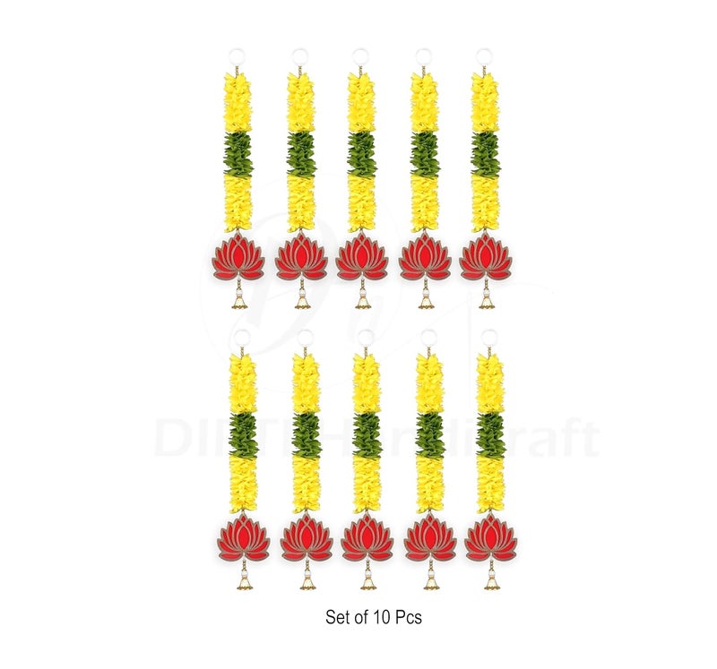 DIPTI HANDICRAFT DIPTI HANDICRAFT Home Decor Artificial Lotus with Marigold Fluffy Flowers Garland Toran Latkan Wall Hanging for Door Decoration malaFlower mala GarlandFlower Hanging String Torans for Entrance Door  - Image 5