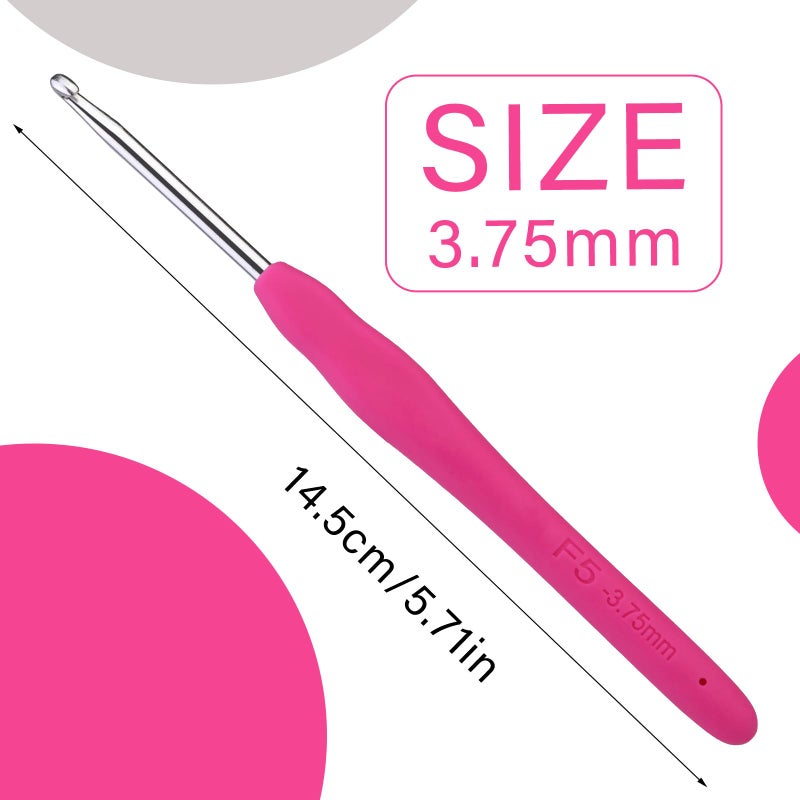 QMNNMA 3.75 mm Crochet Hook, Ergonomic Handle for Arthritic Hands, Extra Longâ€¯ Knitting Needles for Beginners and Crocheting Yarn (3.75 mm) - Image 2